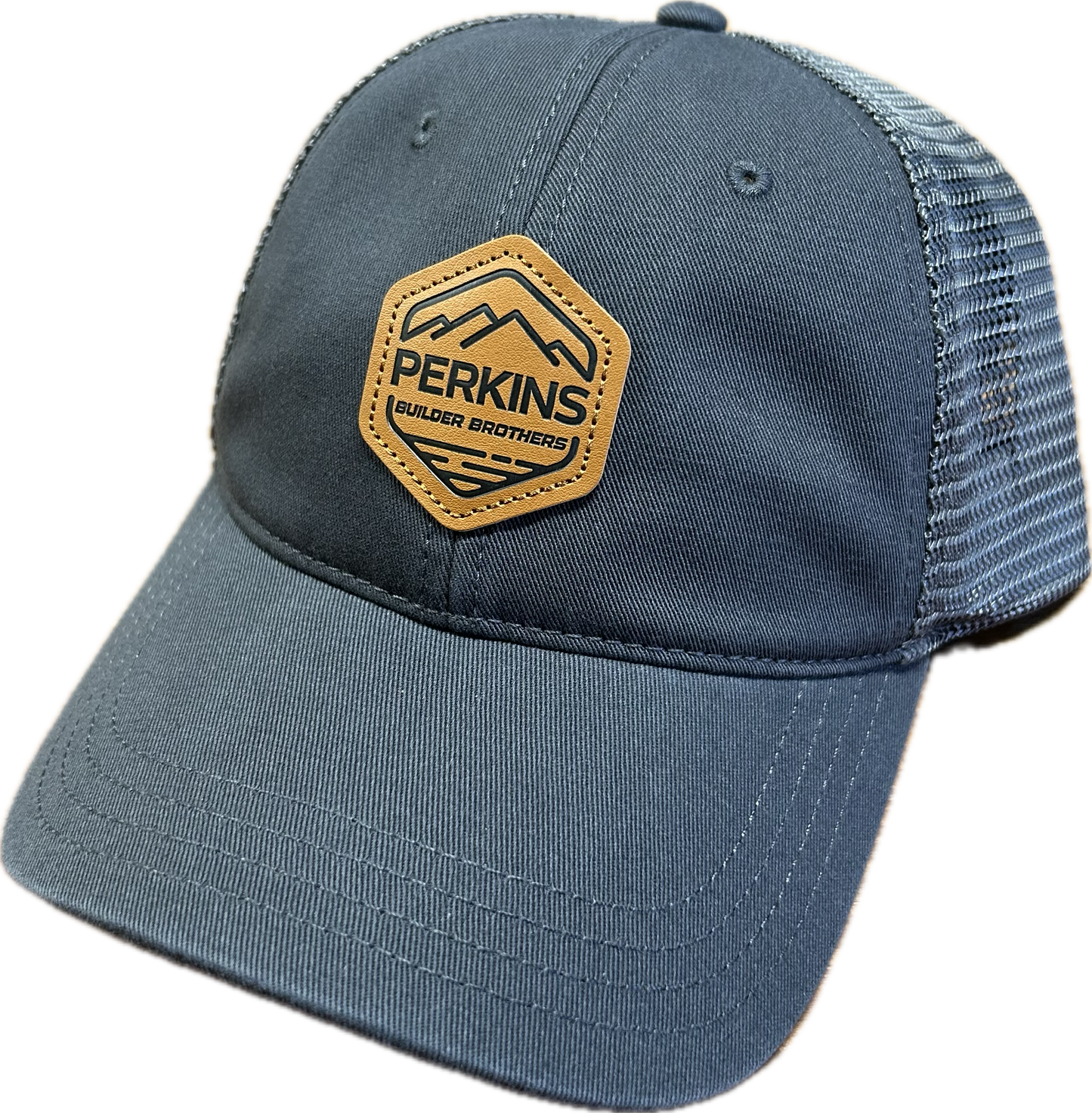 Debossed Faux Leather Patch - Richardson 111 Relaxed Trucker Hat - Solid Charcoal - Perkins Builder Brothers