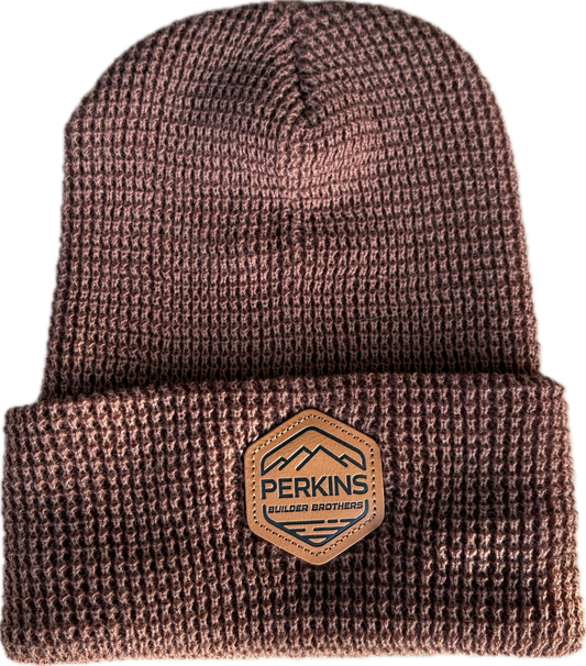 Debossed Faux Leather Patch - Richardson 146 Waffle Knit Beanie - Perkins Builder Brothers