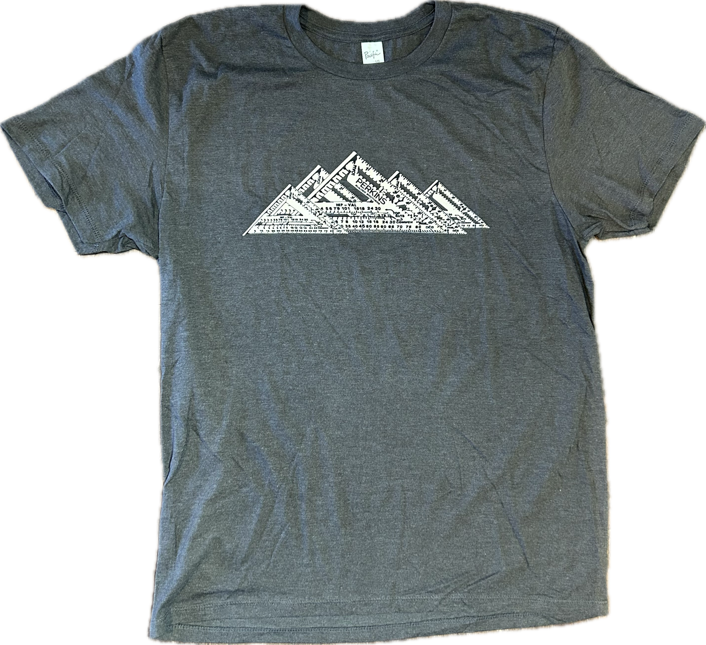 Mens T-Shirt - Midnight Blue - Speed Square Mountain Range - Perkins Builder Brothers