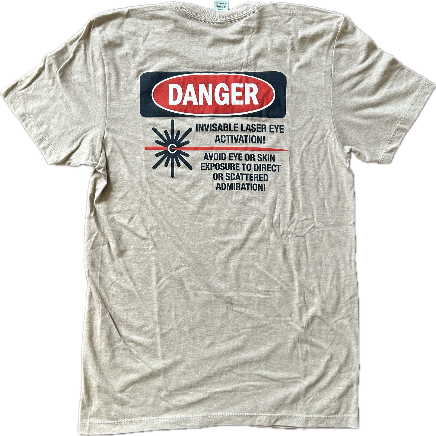 Mens T-Shirt - Tan - LASER EYE - Perkins Builder Brothers