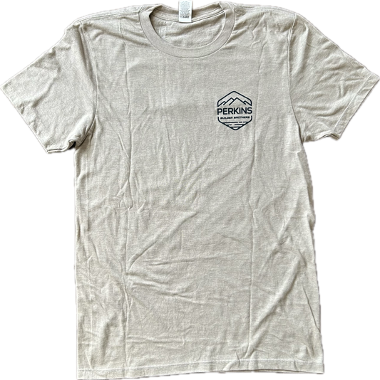 Mens T-Shirt - Tan - LASER EYE - Perkins Builder Brothers