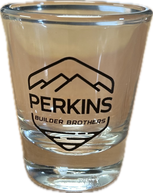 1.75oz Whikey Shot Glass - Perkins Builder Brothers Logo