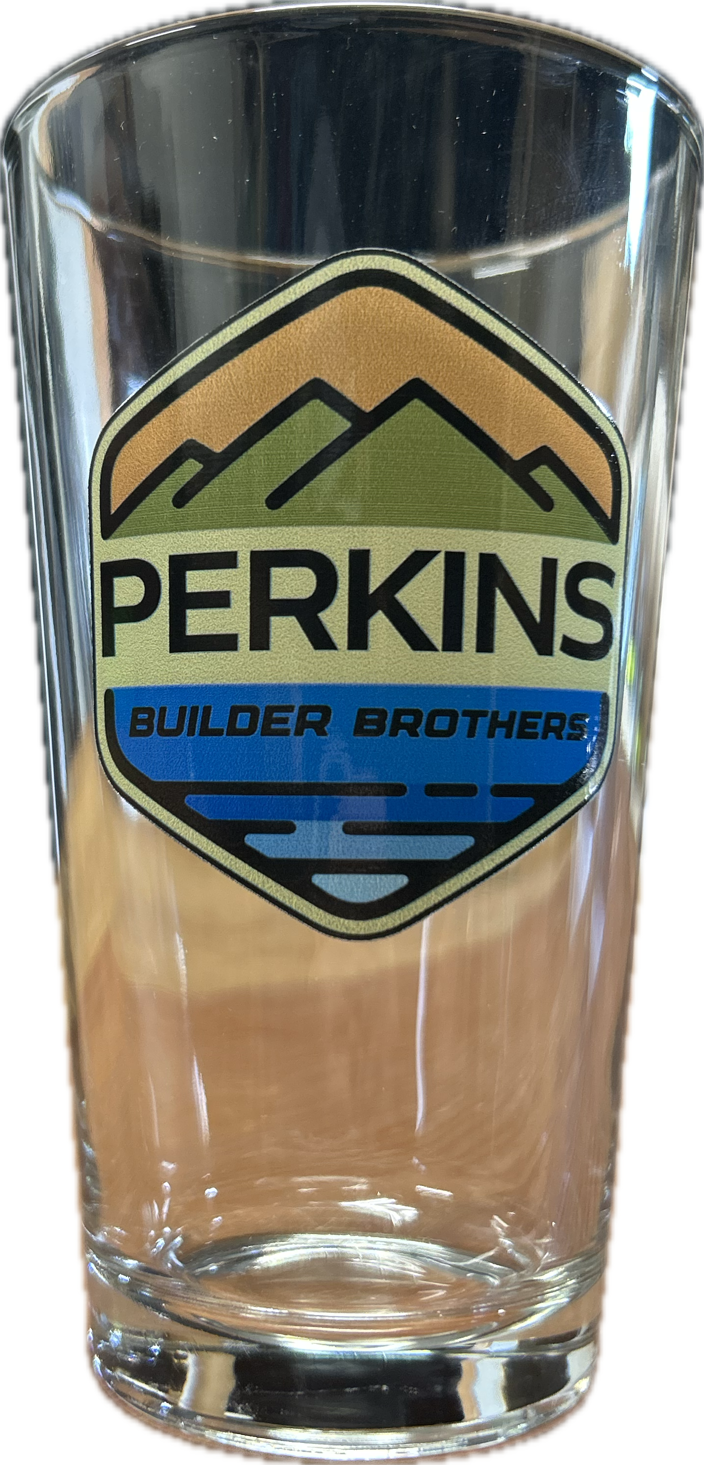 16oz Pint Glass - Perkins Builder Brothers Full Color Logo