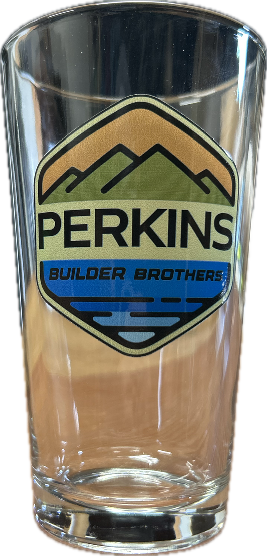 16oz Pint Glass - Perkins Builder Brothers Full Color Logo