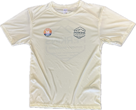 UPF 50+ Short Sleeve No-Sun Shirt - Pale Yellow - Perkins Builder Brothers Distressed Logo