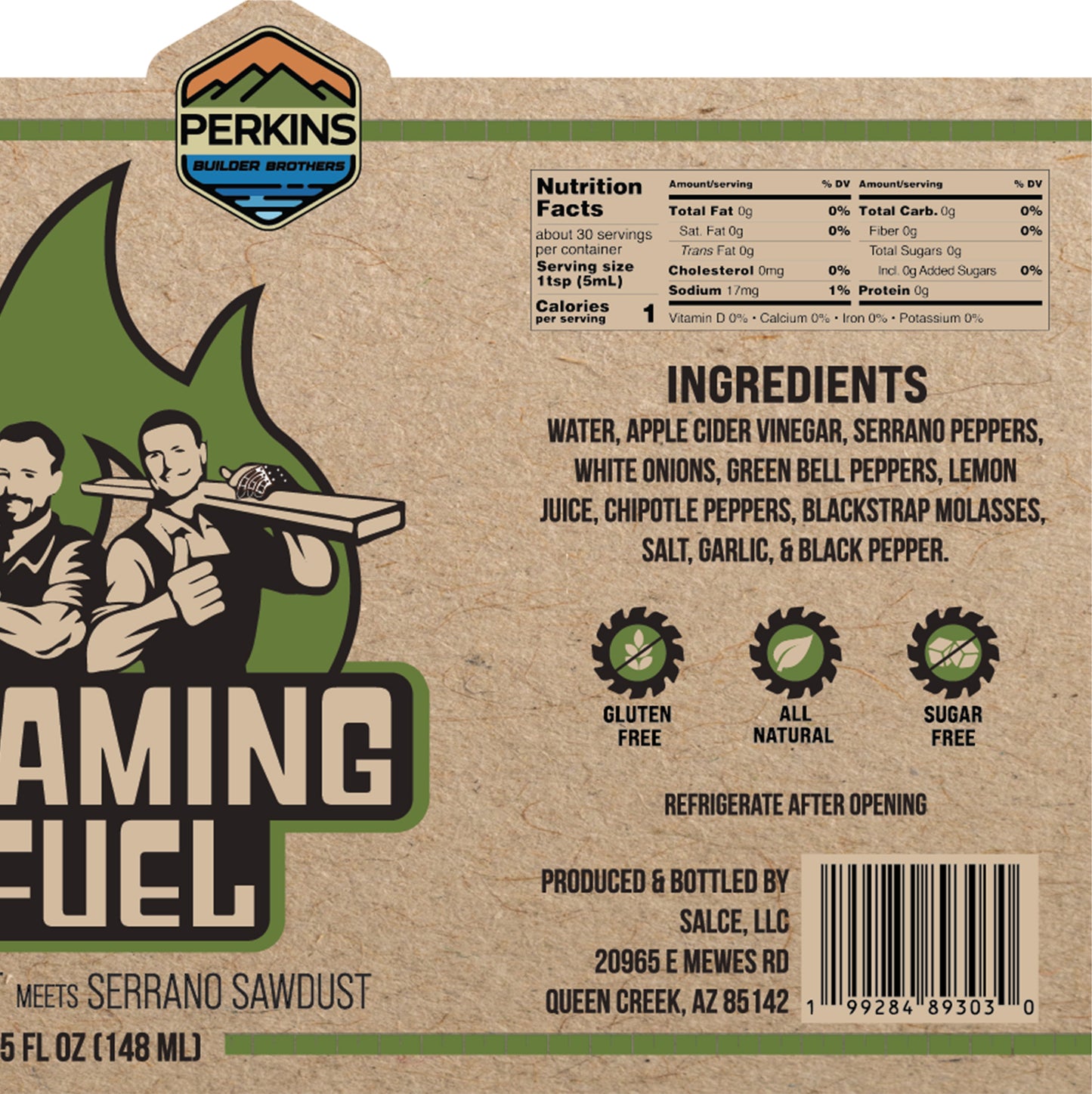 FRAMING FUEL Hot Sauce - Perkins Builder Brothers & Salce Collaboration - 5 fl. oz./148ml
