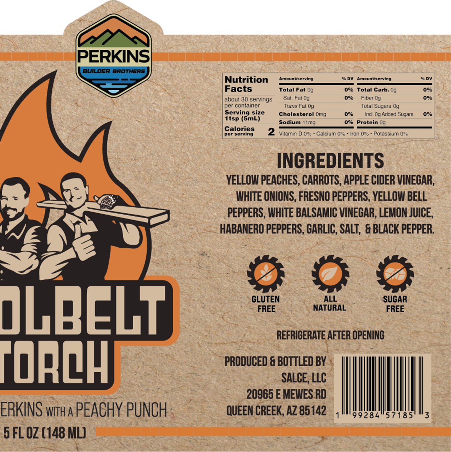 TOOLBELT TORCH Hot Sauce - Perkins Builder Brothers & Salce Collaboration - 5 fl. oz./148ml