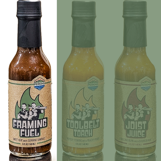 FRAMING FUEL Hot Sauce - Perkins Builder Brothers & Salce Collaboration - 5 fl. oz./148ml