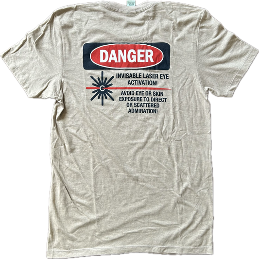 Mens T-Shirt - Tan - LASER EYE - Perkins Builder Brothers