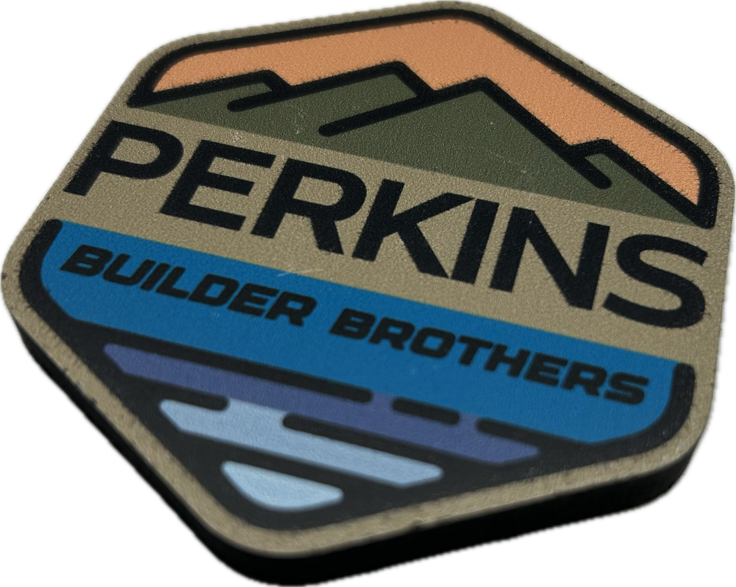 Imán con logotipo de parche a todo color - Perkins Builder Brothers
