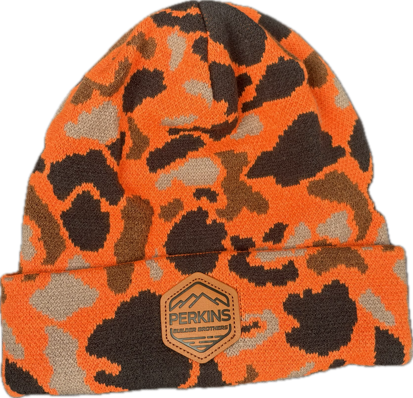 Genuine Leather Patch - Richardson 126 Duck Camo Beanie - Blaze - Perkins Builder Brothers