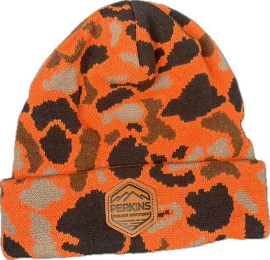 Genuine Leather Patch - Richardson 126 Duck Camo Beanie - Blaze - Perkins Builder Brothers