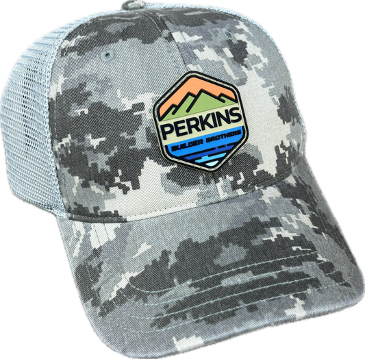 Full Color Rubber Patch - Richardson 111 Relaxed Trucker Hat - Digital Camo/Light Green - Perkins Builder Brothers