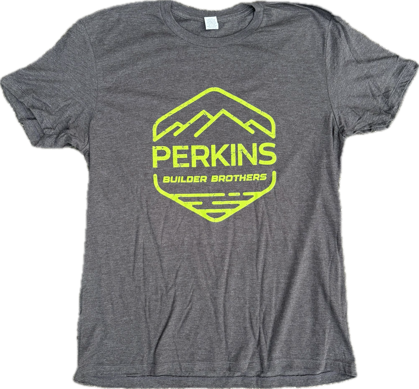 Mens T-Shirt - Charcoal - Perkins Builder Brothers Distressed Logo