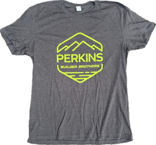 Mens T-Shirt - Charcoal - Perkins Builder Brothers Distressed Logo