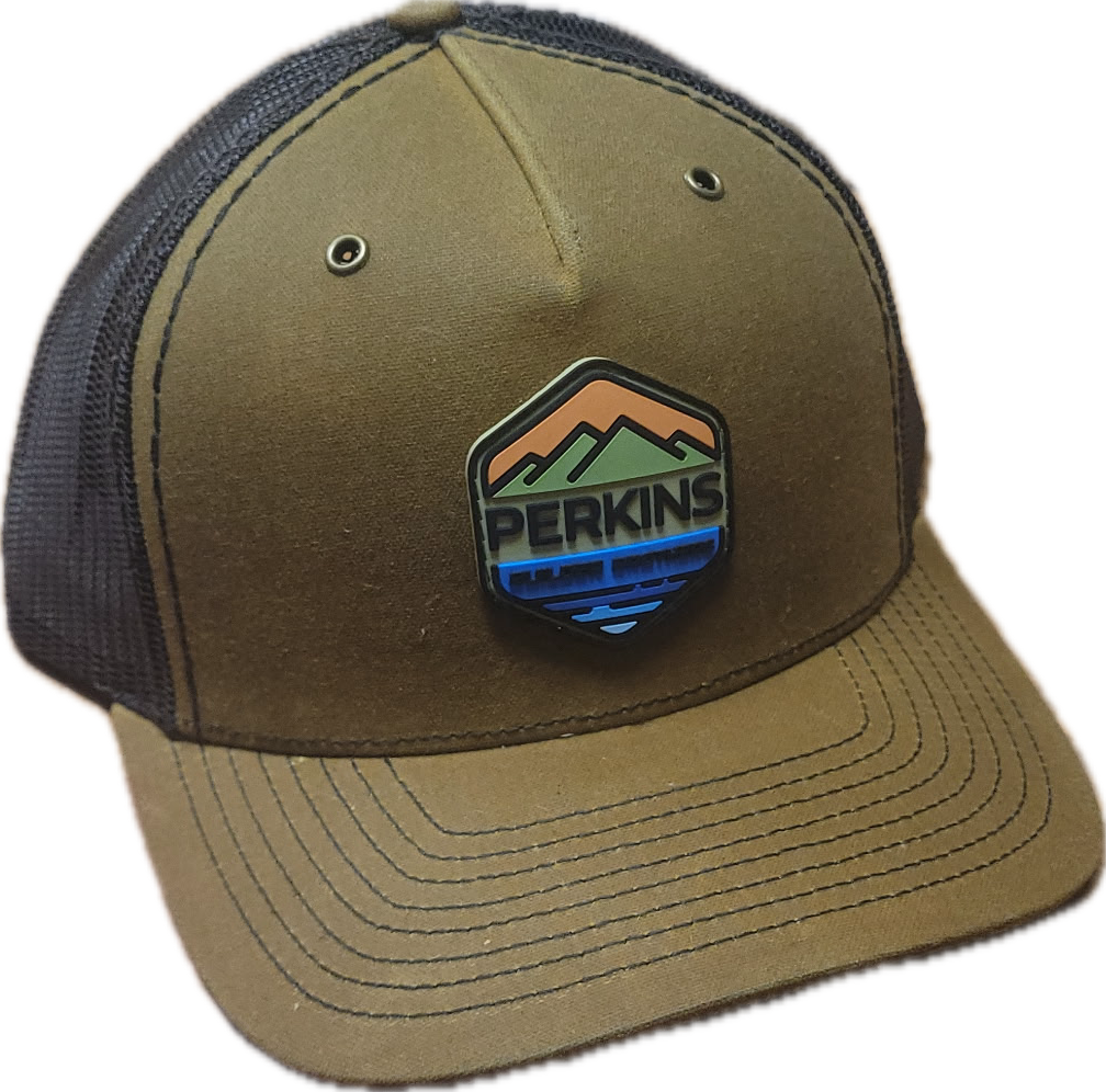 Full Color Rubber Patch - Richardson 112WH Rugged Trucker Hat - Whiskey/Brown - Perkins Builder Brothers